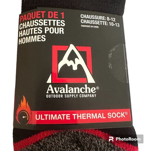 Avalanche Men's Socks Ultimate Thermal Crew Socks Size 10-13 NEW 1 pack - Picture 3 of 3